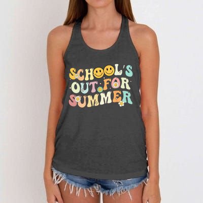 Retro Groovy School's Out For Summer Graduation Teacher Women's Knotted Racerback Tank