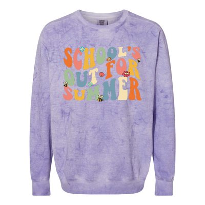 Retro Groovy School's Out For Summer Graduation Teacher Colorblast Crewneck Sweatshirt