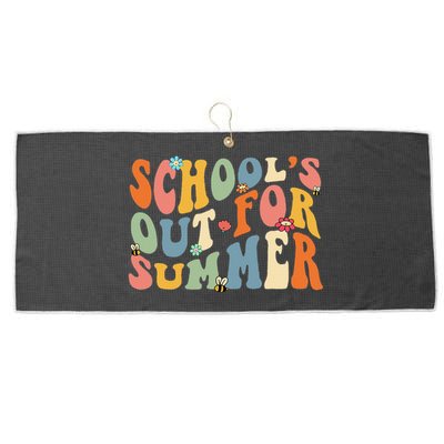 Retro Groovy School's Out For Summer Graduation Teacher Large Microfiber Waffle Golf Towel