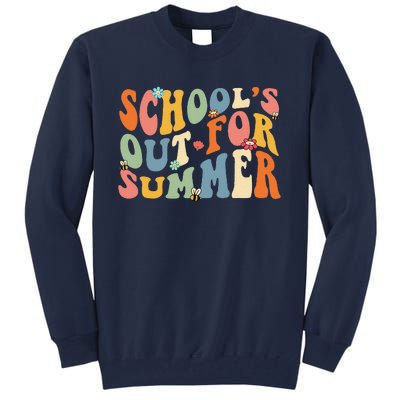 Retro Groovy School's Out For Summer Graduation Teacher Tall Sweatshirt