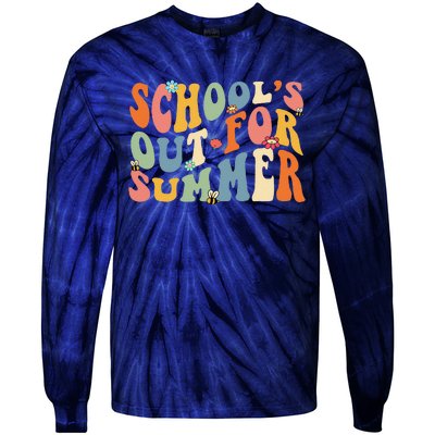 Retro Groovy School's Out For Summer Graduation Teacher Tie-Dye Long Sleeve Shirt