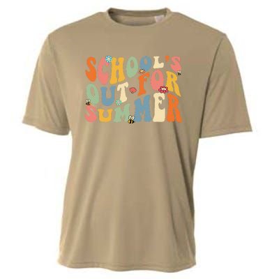 Retro Groovy School's Out For Summer Graduation Teacher Cooling Performance Crew T-Shirt