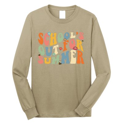 Retro Groovy School's Out For Summer Graduation Teacher Long Sleeve Shirt