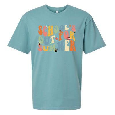 Retro Groovy School's Out For Summer Graduation Teacher Sueded Cloud Jersey T-Shirt