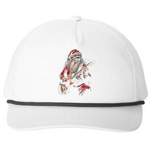 Rock Guitar Santa Claus Playing Guitar Funny Christmas Gift Snapback Five-Panel Rope Hat