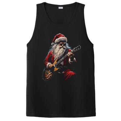 Rock Guitar Santa Claus Playing Guitar Funny Christmas Gift PosiCharge Competitor Tank