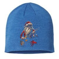 Rock Guitar Santa Claus Playing Guitar Funny Christmas Gift Sustainable Beanie