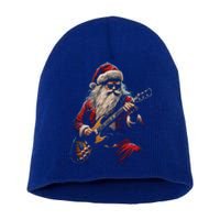 Rock Guitar Santa Claus Playing Guitar Funny Christmas Gift Short Acrylic Beanie