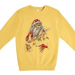 Rock Guitar Santa Claus Playing Guitar Funny Christmas Gift Premium Crewneck Sweatshirt