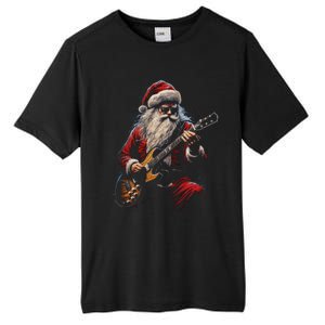 Rock Guitar Santa Claus Playing Guitar Funny Christmas Gift Tall Fusion ChromaSoft Performance T-Shirt