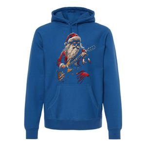 Rock Guitar Santa Claus Playing Guitar Funny Christmas Gift Premium Hoodie