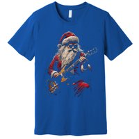 Rock Guitar Santa Claus Playing Guitar Funny Christmas Gift Premium T-Shirt