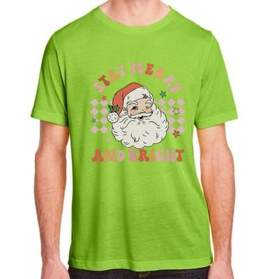 Retro Groovy Stay Merry And Bright Santa Claus Christmas Adult ChromaSoft Performance T-Shirt