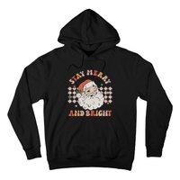 Retro Groovy Stay Merry And Bright Santa Claus Christmas Hoodie