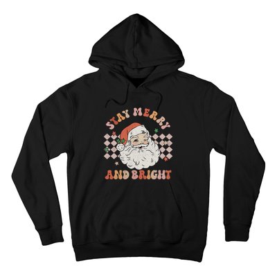 Retro Groovy Stay Merry And Bright Santa Claus Christmas Hoodie