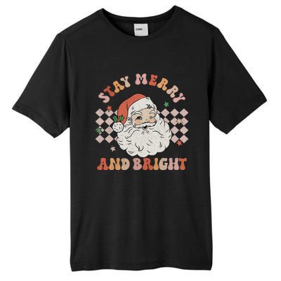 Retro Groovy Stay Merry And Bright Santa Claus Christmas Tall Fusion ChromaSoft Performance T-Shirt