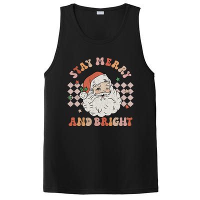 Retro Groovy Stay Merry And Bright Santa Claus Christmas PosiCharge Competitor Tank