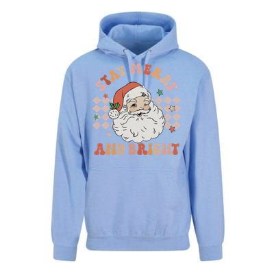 Retro Groovy Stay Merry And Bright Santa Claus Christmas Unisex Surf Hoodie