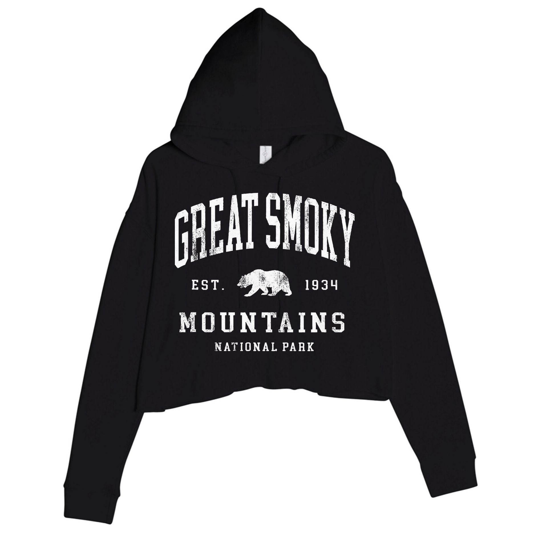 Retro Great Smoky Mountains National Park Hiking Crop Fleece Hoodie