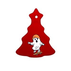 Retro Ghost Skateboard Skateboarding Halloween Spooky Season Great Gift Ceramic Tree Ornament