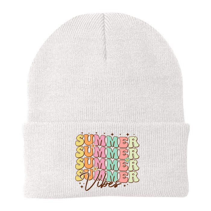 Retro Groovy Summer Vibes For  Summer Vacation Knit Cap Winter Beanie