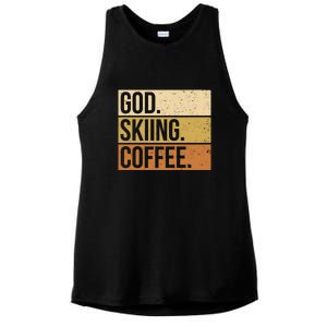 Retro God Skiing Coffee Gift For Skiers Ladies PosiCharge Tri-Blend Wicking Tank