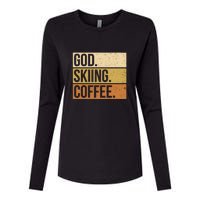 Retro God Skiing Coffee Gift For Skiers Womens Cotton Relaxed Long Sleeve T-Shirt