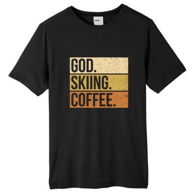 Retro God Skiing Coffee Gift For Skiers Tall Fusion ChromaSoft Performance T-Shirt