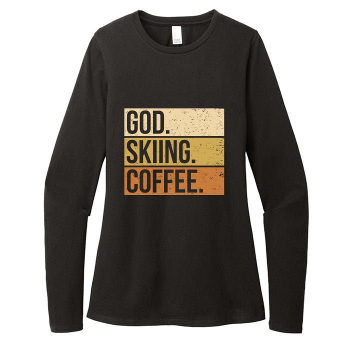 Retro God Skiing Coffee Gift For Skiers Womens CVC Long Sleeve Shirt