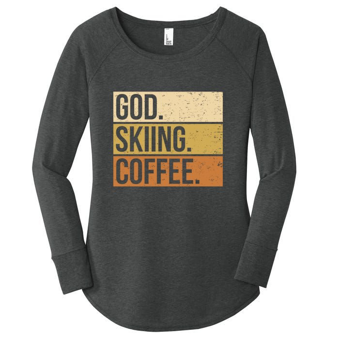 Retro God Skiing Coffee Gift For Skiers Women's Perfect Tri Tunic Long Sleeve Shirt