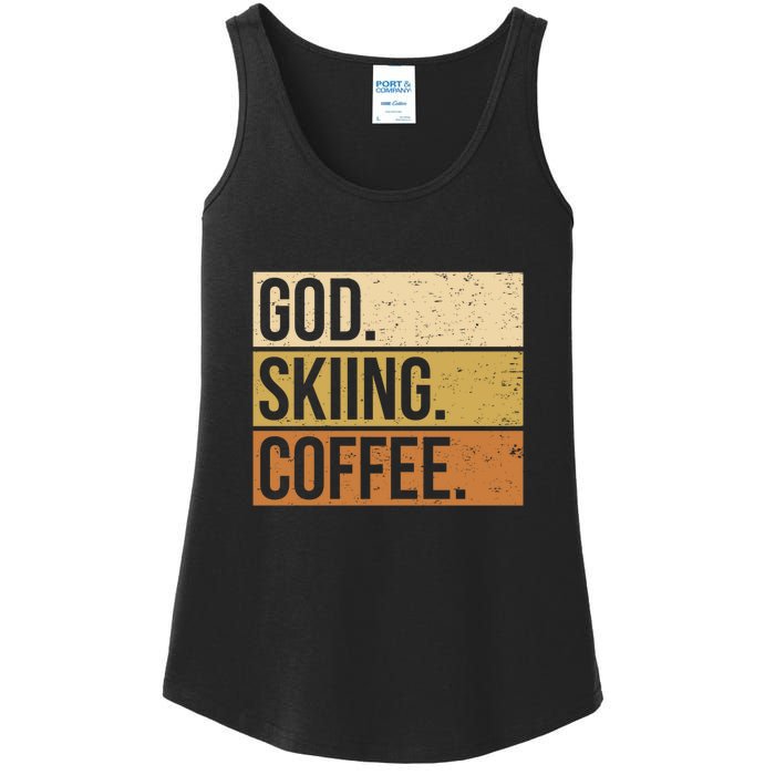 Retro God Skiing Coffee Gift For Skiers Ladies Essential Tank