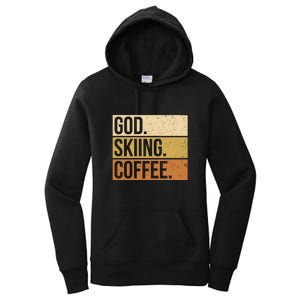 Retro God Skiing Coffee Gift For Skiers Women's Pullover Hoodie