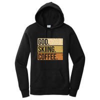 Retro God Skiing Coffee Gift For Skiers Women's Pullover Hoodie