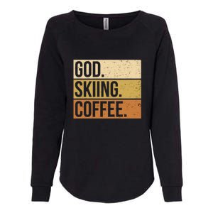 Retro God Skiing Coffee Gift For Skiers Womens California Wash Sweatshirt