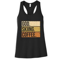 Retro God Skiing Coffee Gift For Skiers Women's Racerback Tank