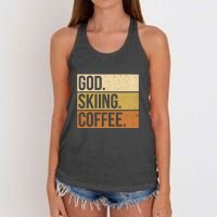 Retro God Skiing Coffee Gift For Skiers Women's Knotted Racerback Tank