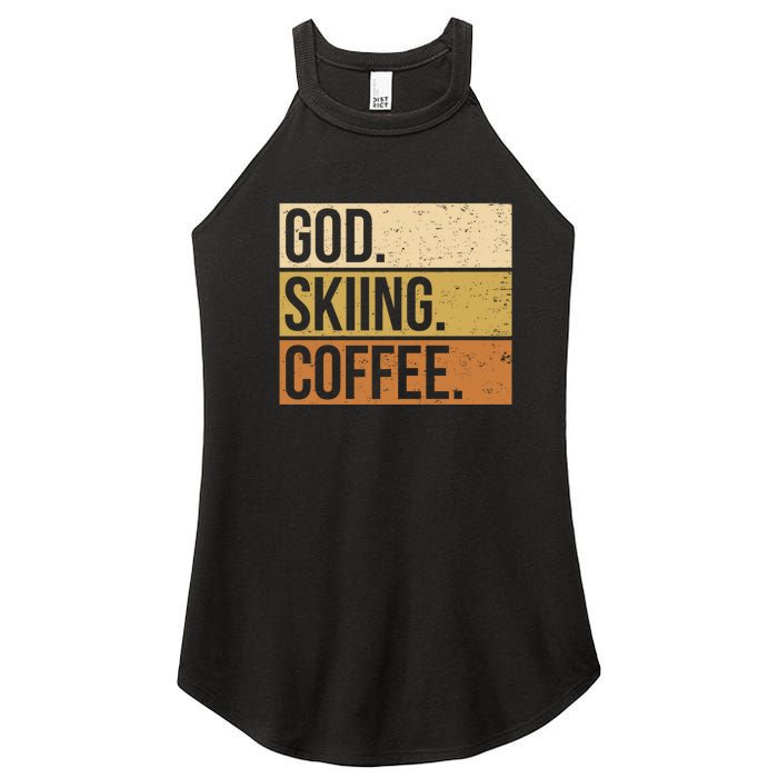 Retro God Skiing Coffee Gift For Skiers Women's Perfect Tri Rocker Tank