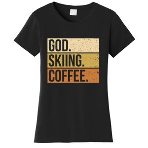 Retro God Skiing Coffee Gift For Skiers Women's T-Shirt