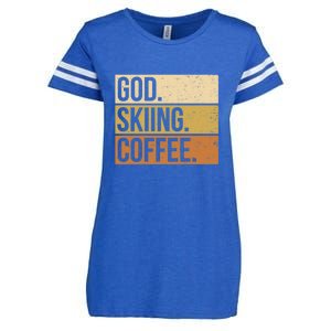 Retro God Skiing Coffee Gift For Skiers Enza Ladies Jersey Football T-Shirt