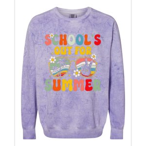 Retro Groovy SchoolS Out For Summer Graduation Teacher Colorblast Crewneck Sweatshirt