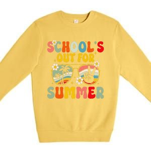 Retro Groovy SchoolS Out For Summer Graduation Teacher Premium Crewneck Sweatshirt