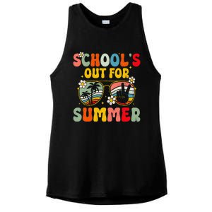 Retro Groovy SchoolS Out For Summer Graduation Teacher Ladies PosiCharge Tri-Blend Wicking Tank