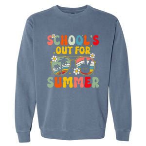 Retro Groovy SchoolS Out For Summer Graduation Teacher Garment-Dyed Sweatshirt