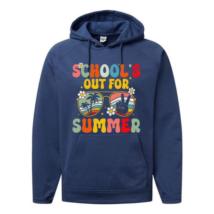 Retro Groovy SchoolS Out For Summer Graduation Teacher Performance Fleece Hoodie