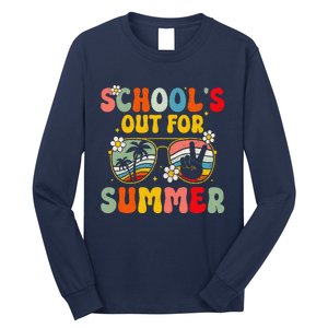 Retro Groovy SchoolS Out For Summer Graduation Teacher Long Sleeve Shirt