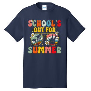 Retro Groovy SchoolS Out For Summer Graduation Teacher Tall T-Shirt