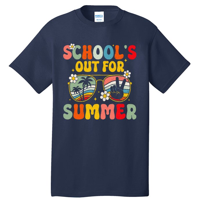 Retro Groovy SchoolS Out For Summer Graduation Teacher Tall T-Shirt