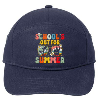 Retro Groovy SchoolS Out For Summer Graduation Teacher 7-Panel Snapback Hat