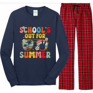 Retro Groovy SchoolS Out For Summer Graduation Teacher Long Sleeve Pajama Set