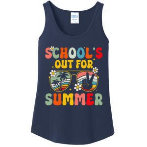 Retro Groovy SchoolS Out For Summer Graduation Teacher Ladies Essential Tank